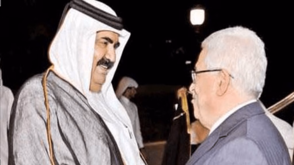 حمد بن خليفة ومحمود عباس أبو مازن