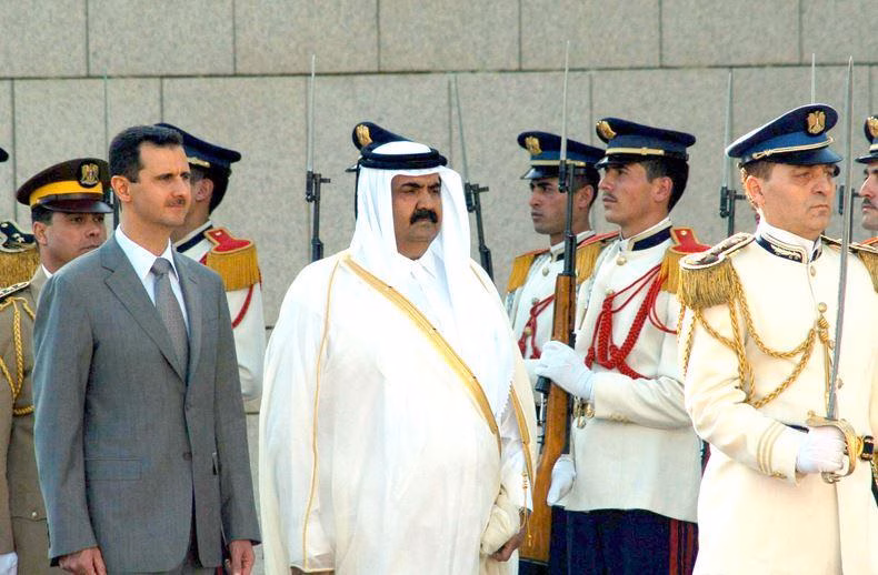 حمد بن خليفة وبشار الأسد

