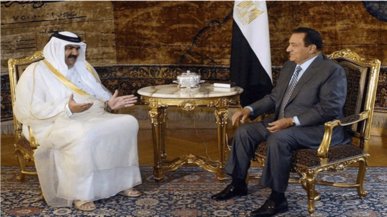 حمد بن خليفة وحسني مبارك