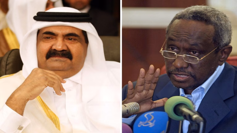 الشيخ حمد بن خليفة آل ثاني و علي عثمان محمد طه،