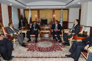 سمو الأمير الشيخ حمد بن خليفة آل ثاني يلتقي ولي عهد مملكة البحرين في نيويورك
